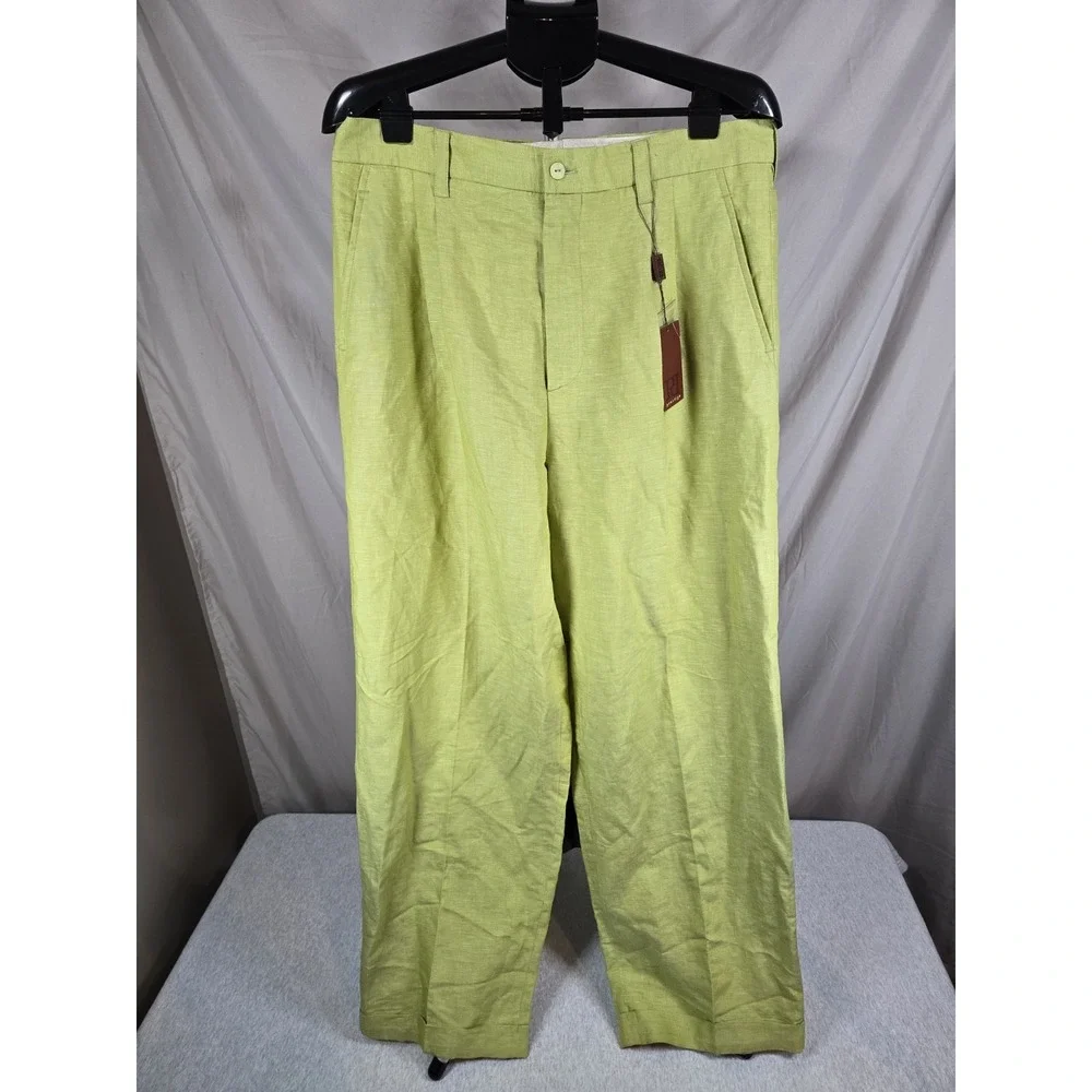 New PD Prestige Lime Colored ‎ Linen Pants In Size 36